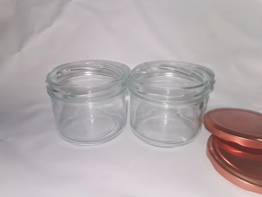 उच्च पारदर्शी खाद्य ग्रेड कैवियार ग्लास जार मानक 8OZ 240ml धातु ढक्कन के साथ