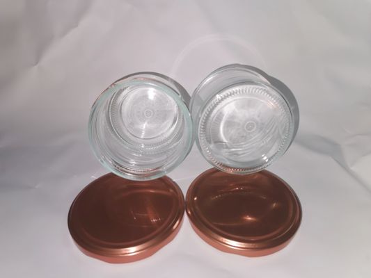 उच्च पारदर्शी खाद्य ग्रेड कैवियार ग्लास जार मानक 8OZ 240ml धातु ढक्कन के साथ