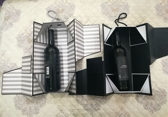 चुंबकीय समापन के साथ लक्जरी तह कार्डबोर्ड बॉक्स पैकेजिंग शराब की बोतल हस्तनिर्मित